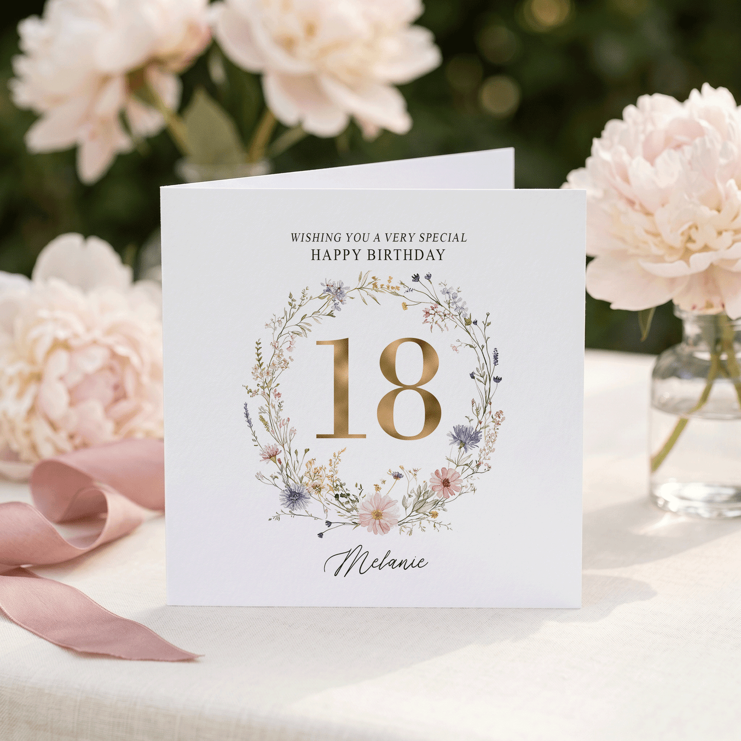 Personalized Wildflower Birthday Card