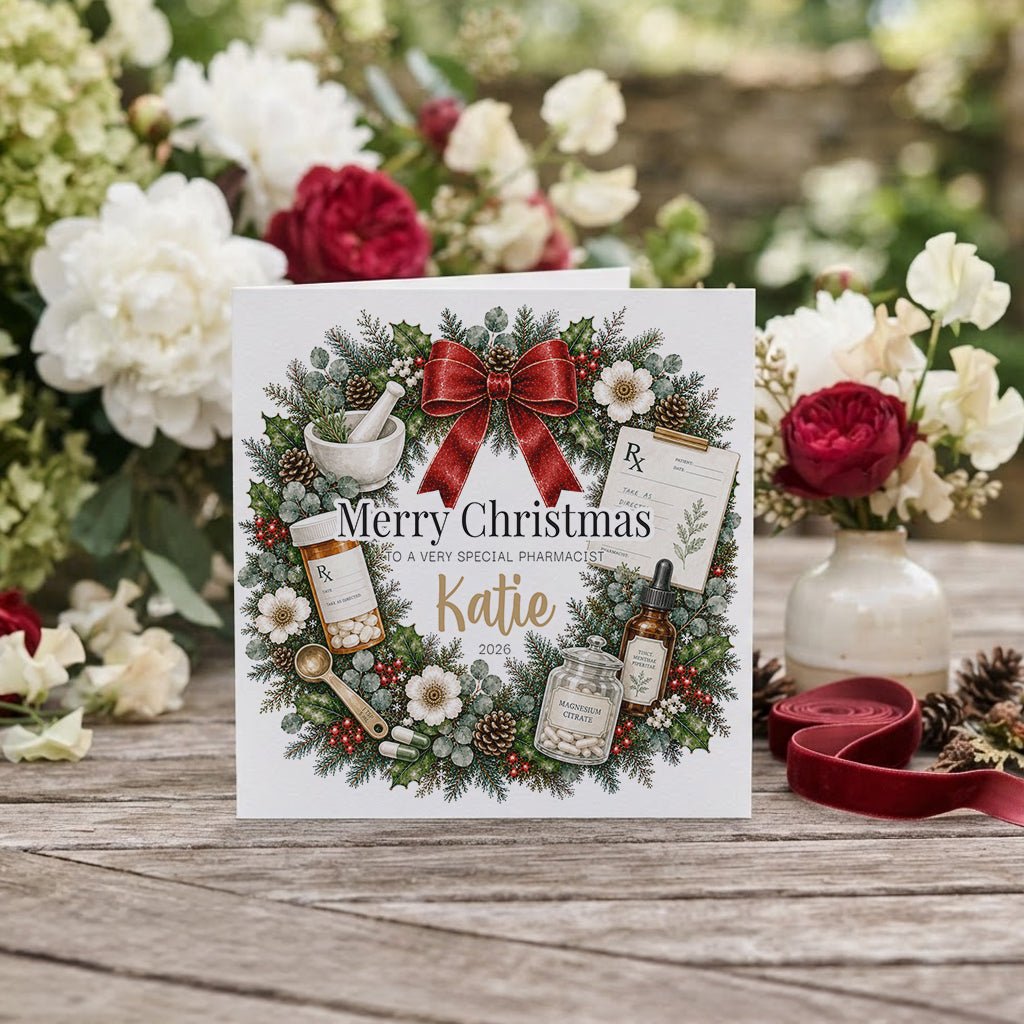 Pharmacist Christmas Card, Personalized RX Gift - Pretty Gifted