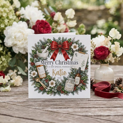 Pharmacist Christmas Card, Personalized RX Gift - Pretty Gifted
