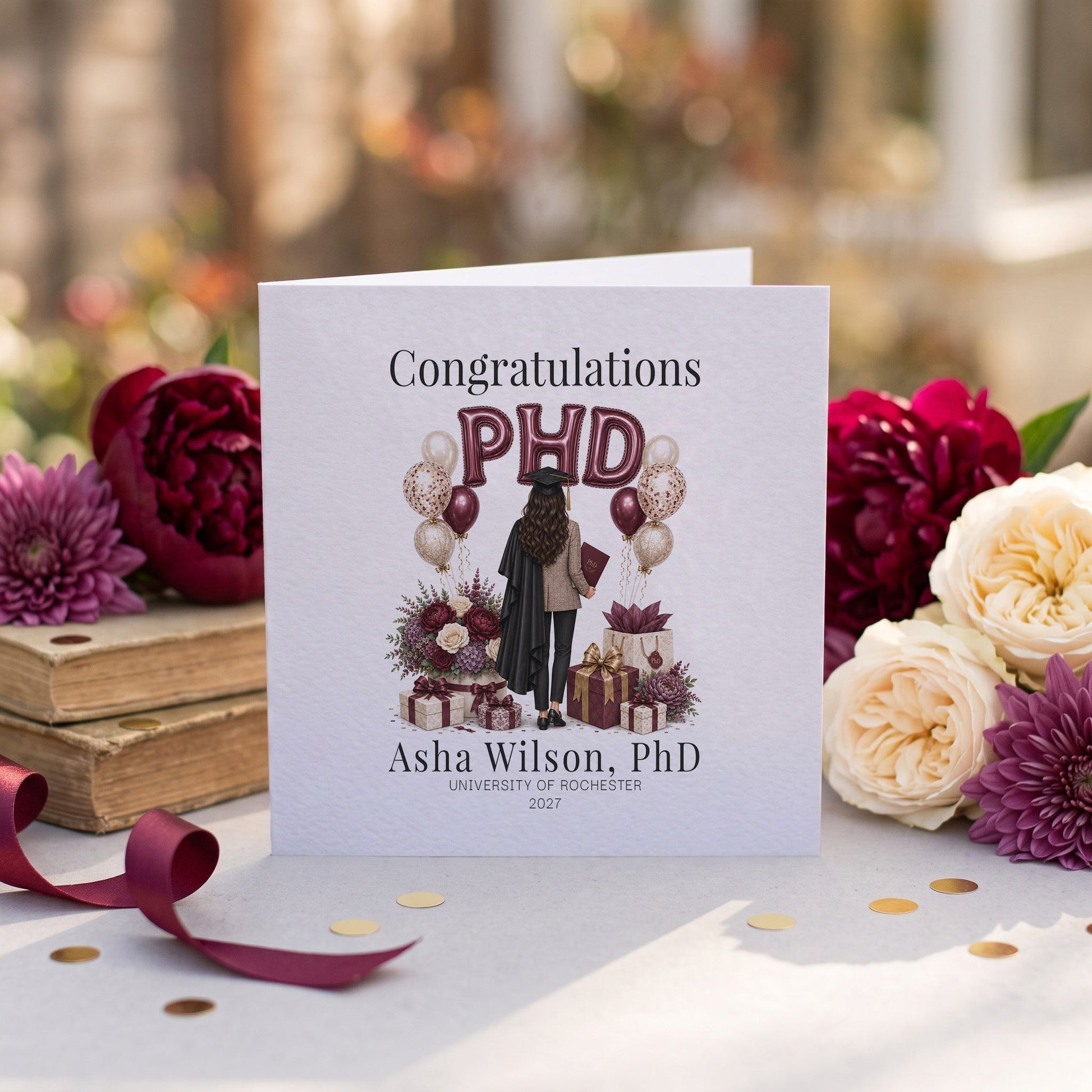 PhD Graduation Card, Personalized Doctorate Grad Gift - Pretty Gifted