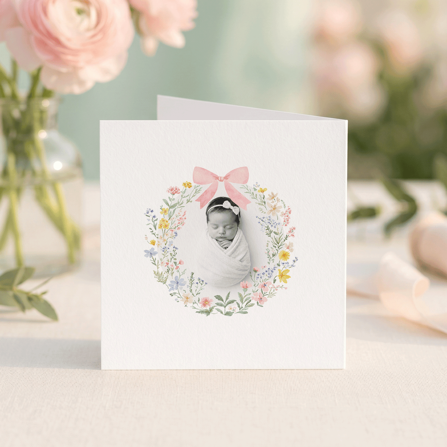 Pink Bow Godmother Proposal Card with Baby Photo, Wildflower - Pretty Gifted