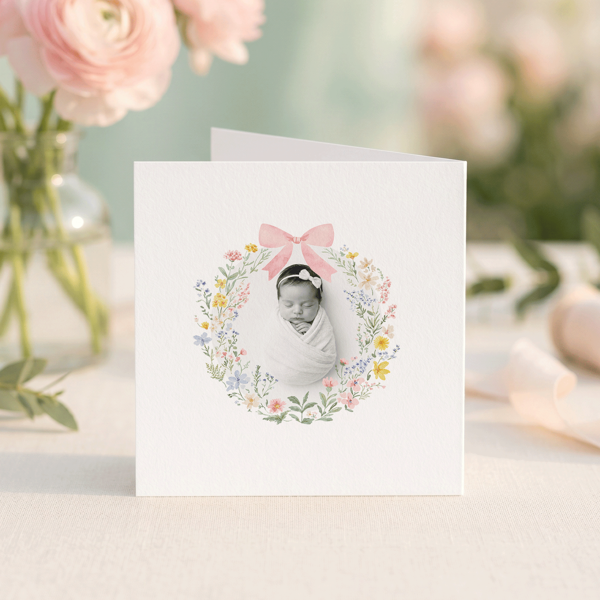 Pink Bow Godmother Proposal Card with Baby Photo, Wildflower - Pretty Gifted