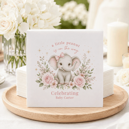 Pink Elephant Personalized Baby Shower Napkins - Pretty Gifted