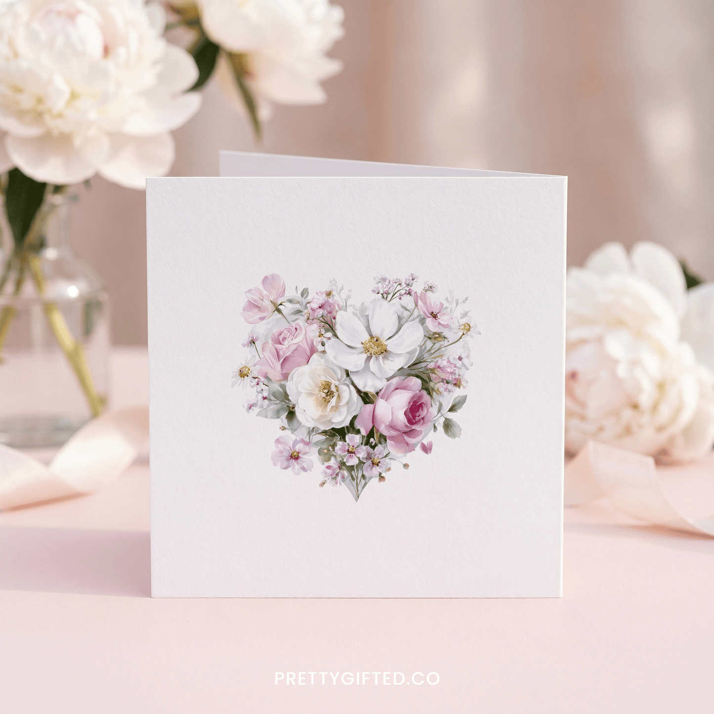 Pink Floral Heart Nana Mother’s Day Card with Name - Pretty Gifted