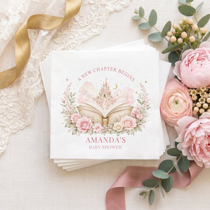 Pink Princess Castle Fairytale Baby Shower Napkins - Pretty Gifted