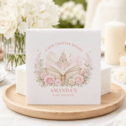 Pink Princess Castle Fairytale Baby Shower Napkins - Pretty Gifted