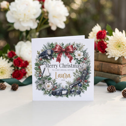 Police Officer Christmas Card, Personalized Badge Gift - Pretty Gifted