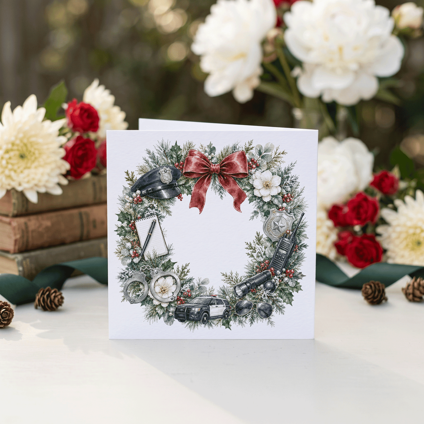 Police Officer Christmas Card, Personalized Badge Gift - Pretty Gifted