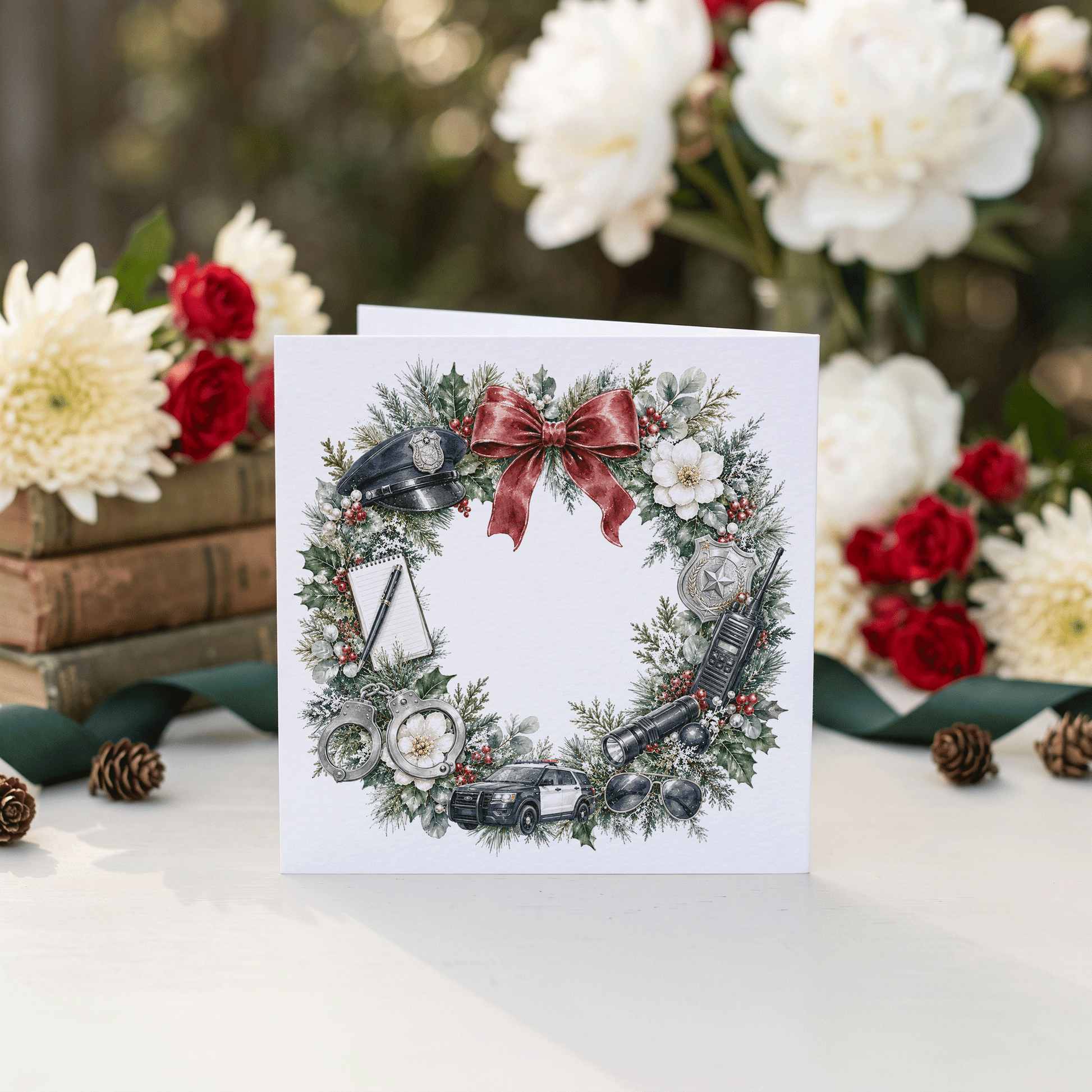 Police Officer Christmas Card, Personalized Badge Gift - Pretty Gifted