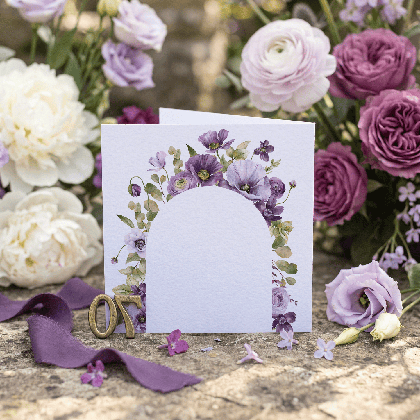 Purple Floral 70 and Fabulous Personalized Birthday Card - Pretty Gifted