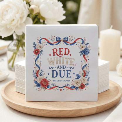 Red White and Due Napkins, Preppy Patriotic Floral Frame - Pretty Gifted