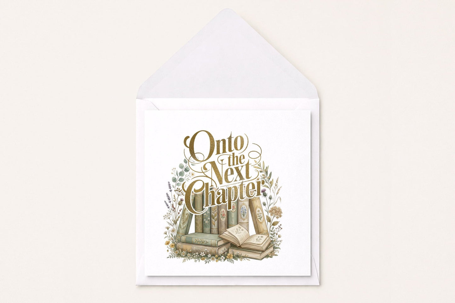 Retirement Card, Onto the Next Chapter Botanical Book Gift - Pretty Gifted