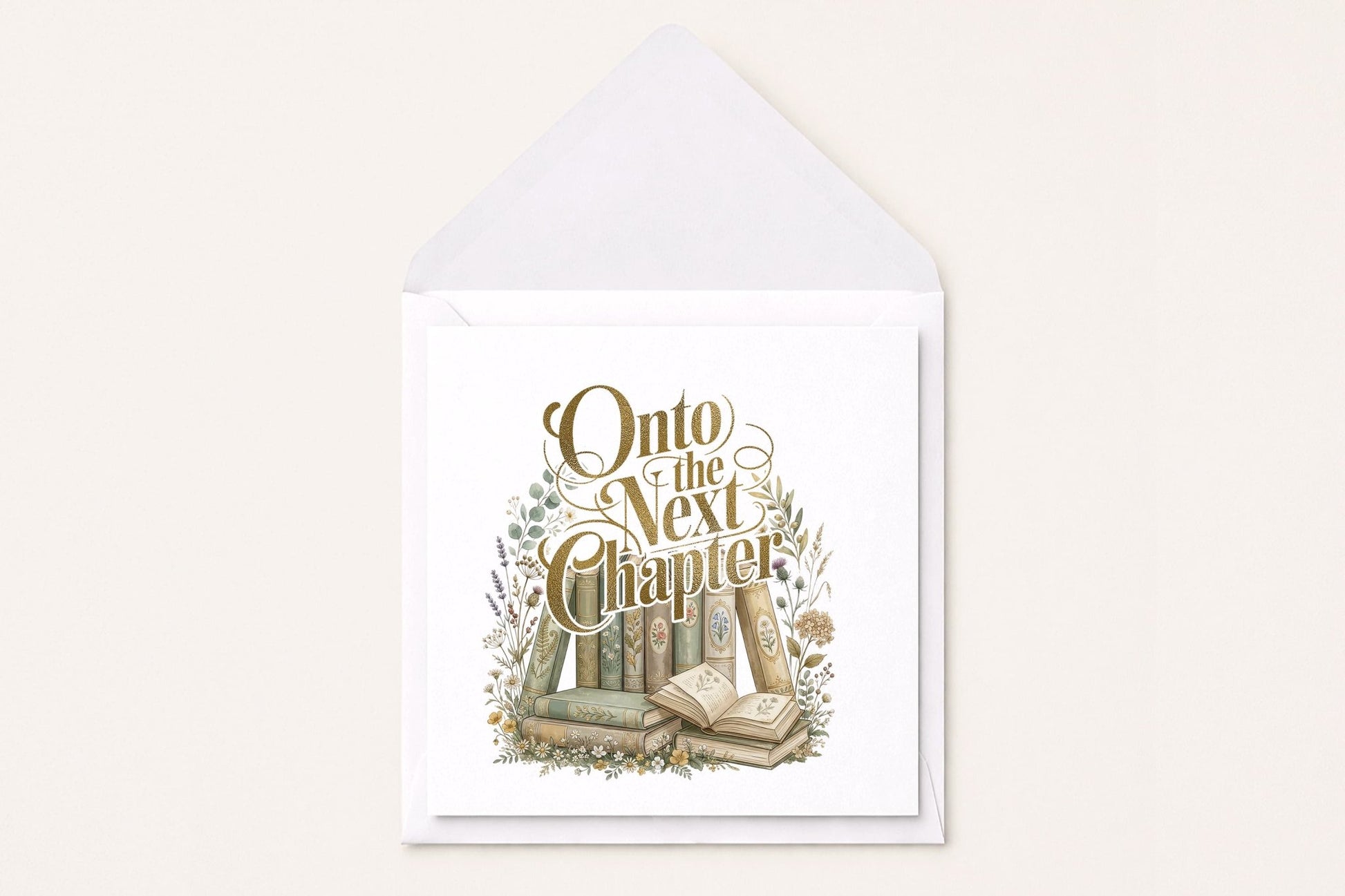 Retirement Card, Onto the Next Chapter Botanical Book Gift - Pretty Gifted
