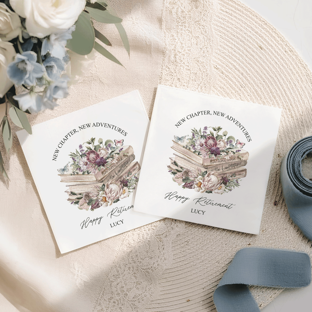 Retirement Party Napkins, Personalized New Chapter Floral - Pretty Gifted