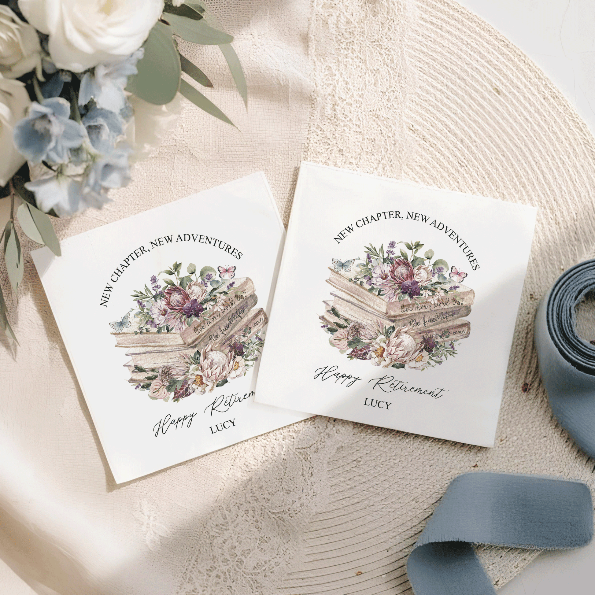 Retirement Party Napkins, Personalized New Chapter Floral - Pretty Gifted