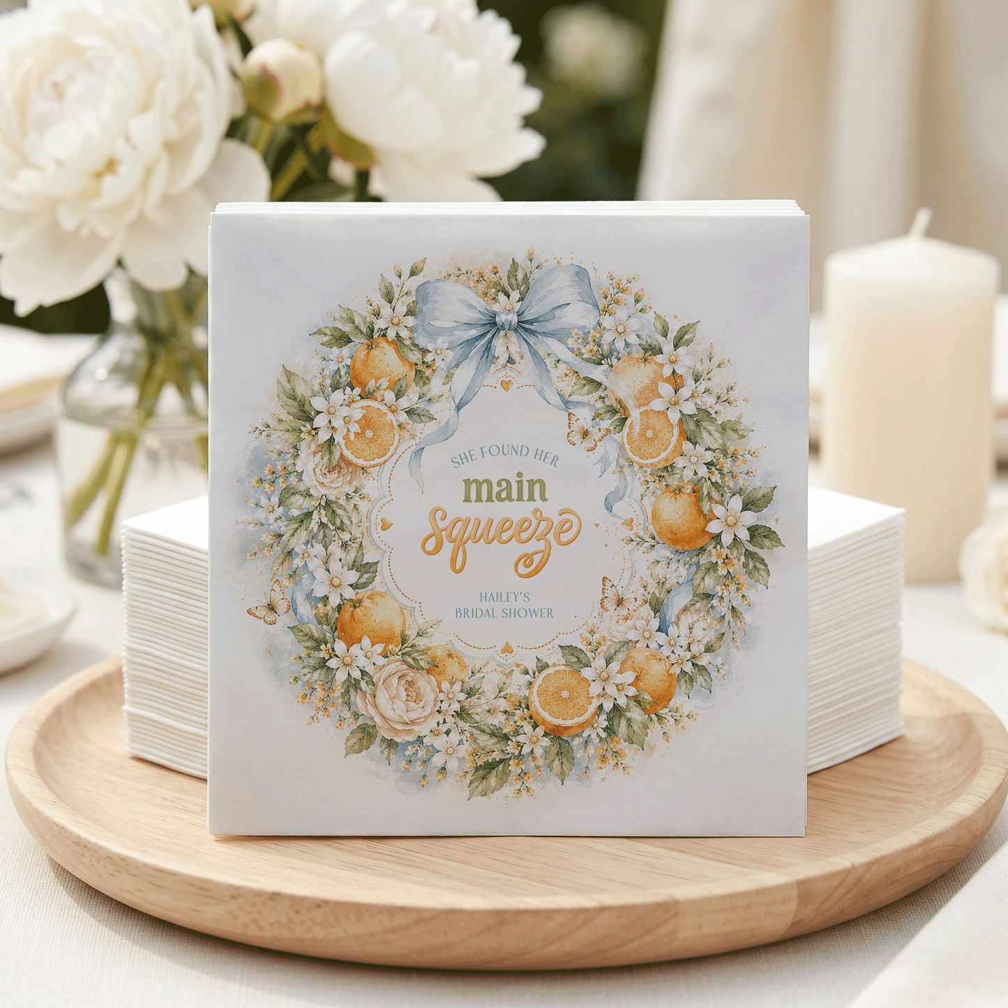 She Found Her Main Squeeze Bridal Shower Napkins, Personalized - Pretty Gifted