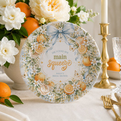 She Found Her Main Squeeze Bridal Shower Plates, Citrus, Personalized - Pretty Gifted