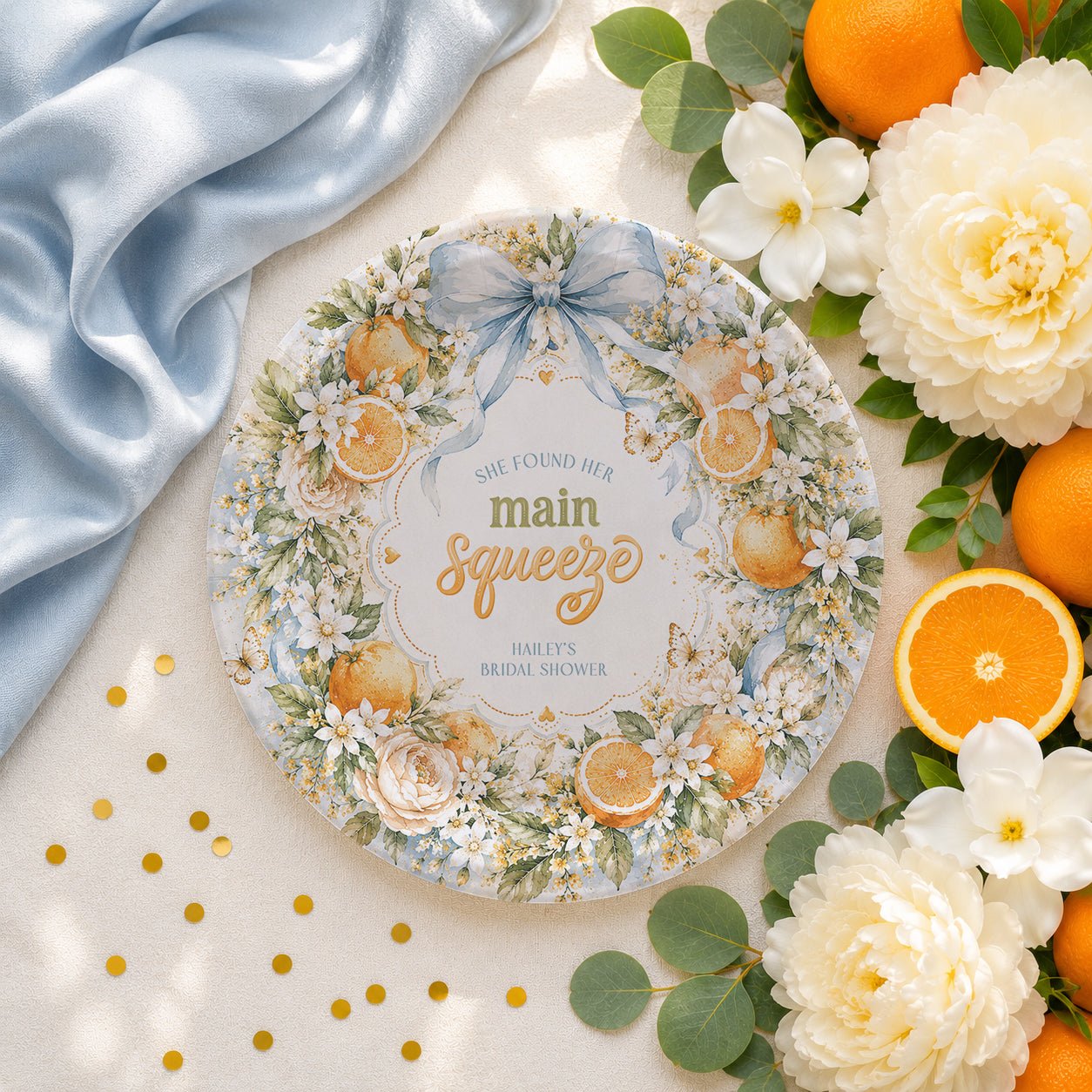 She Found Her Main Squeeze Bridal Shower Plates, Citrus, Personalized - Pretty Gifted