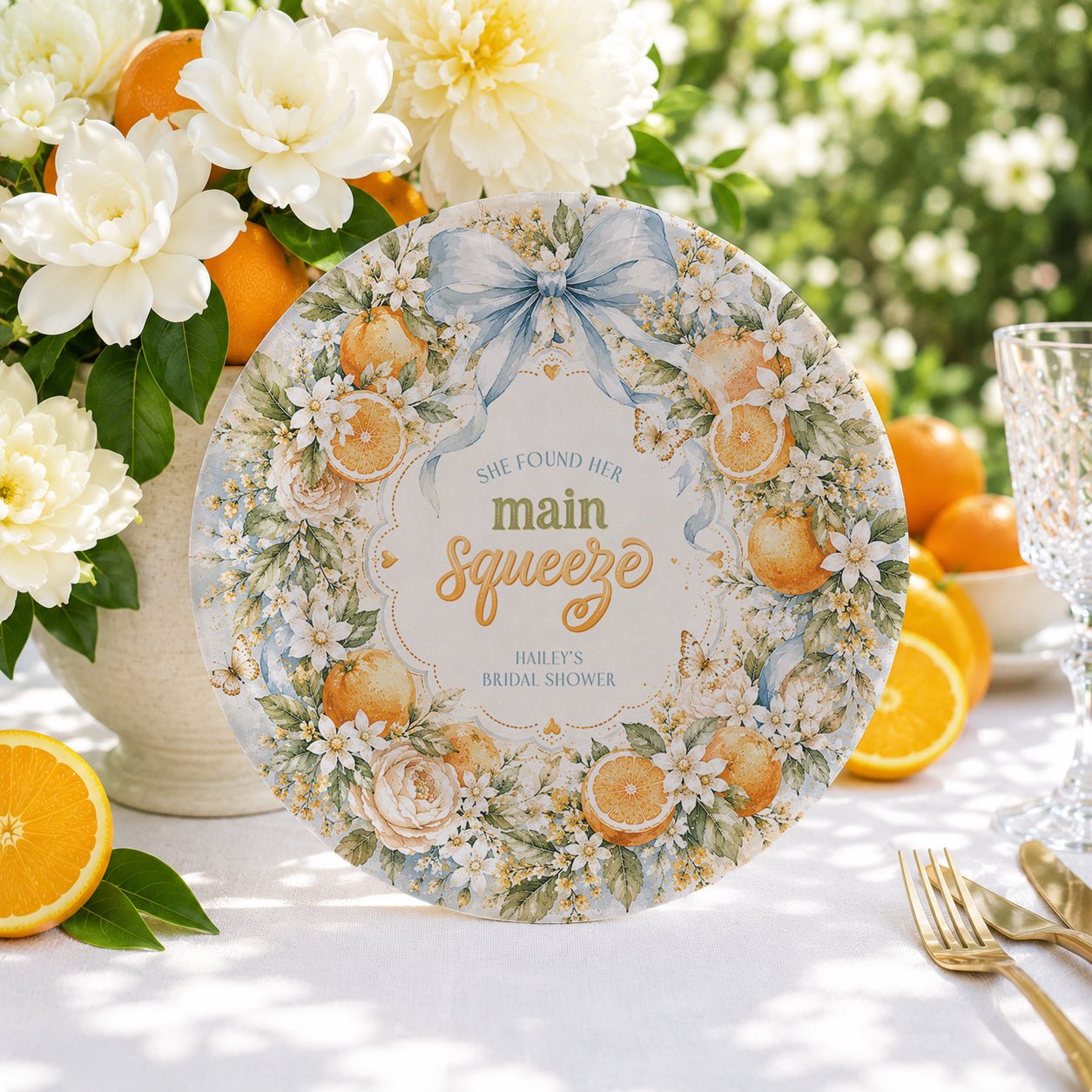 She Found Her Main Squeeze Bridal Shower Plates, Citrus, Personalized - Pretty Gifted