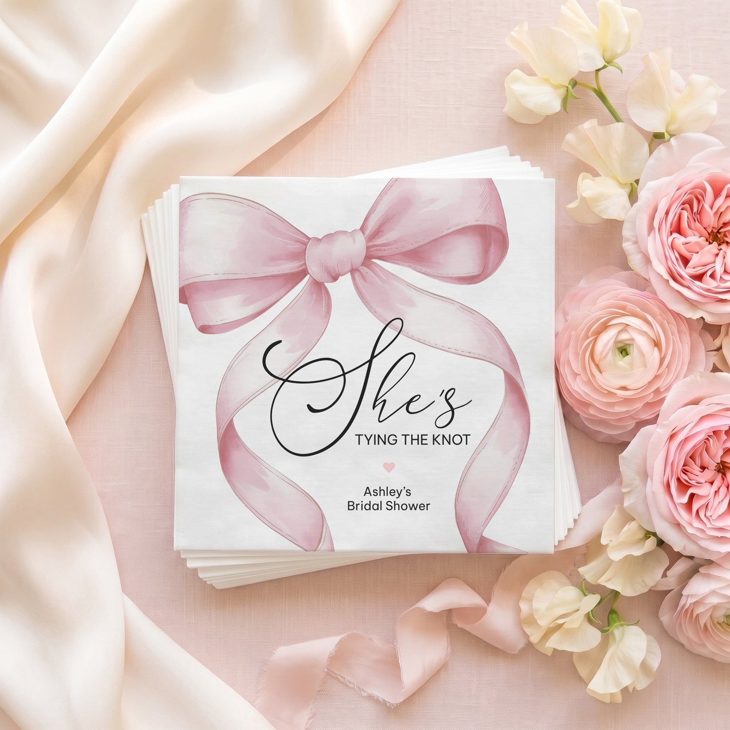 She's Tying the Knot Bridal Shower Napkins, Personalized - Pretty Gifted