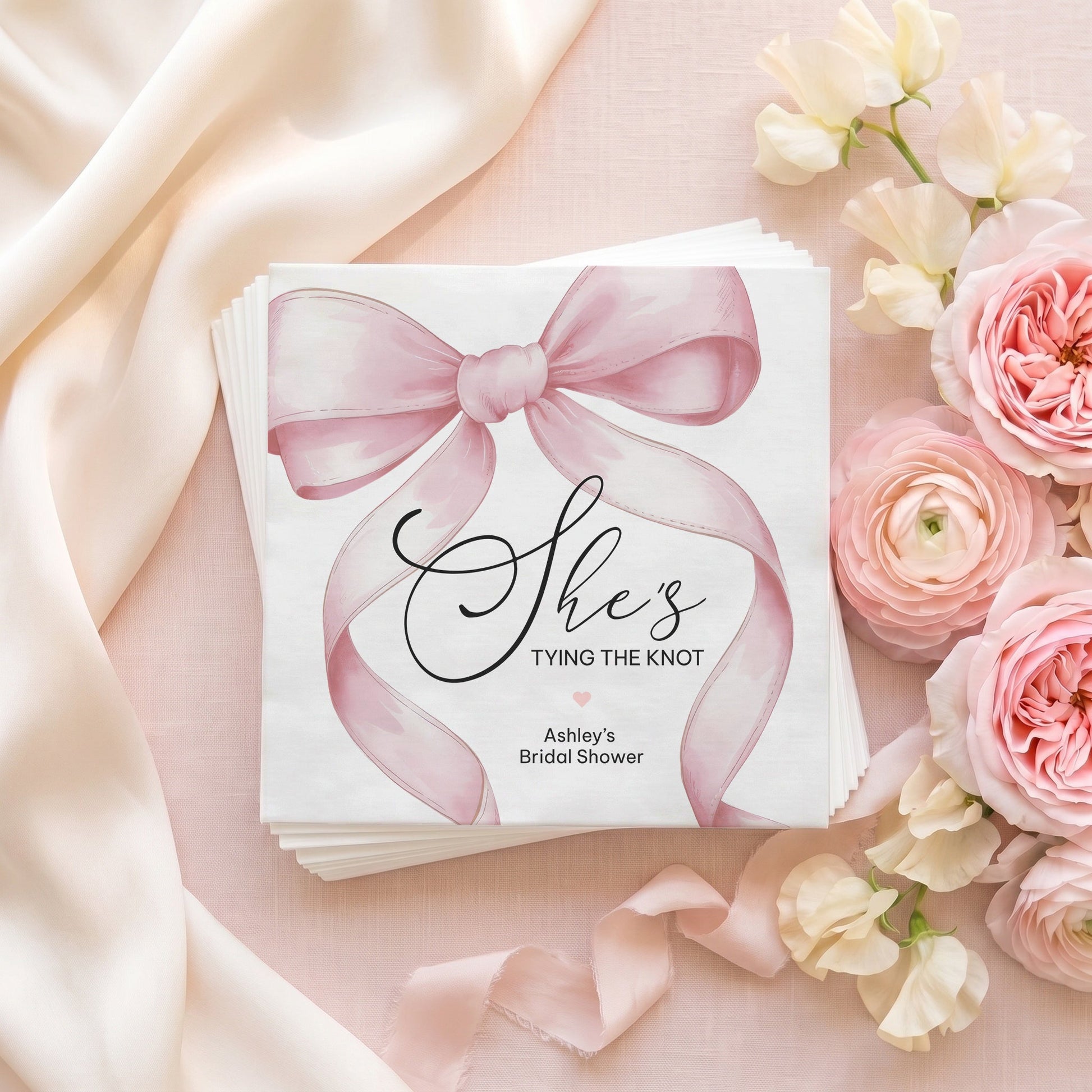 She's Tying the Knot Bridal Shower Napkins, Personalized - Pretty Gifted