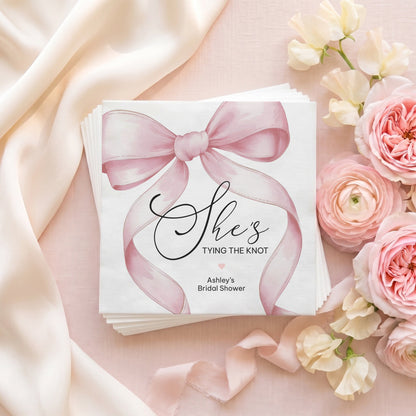 She's Tying the Knot Bridal Shower Napkins, Personalized - Pretty Gifted