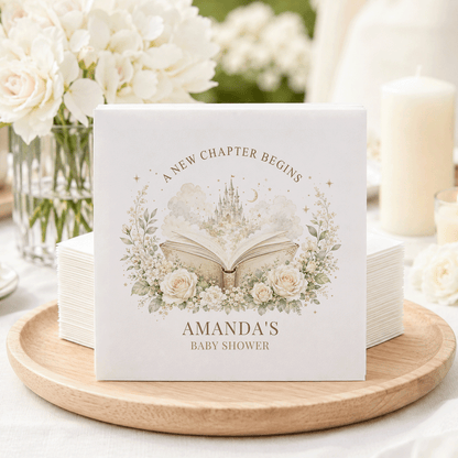 Storybook Castle Baby Shower Napkins, Ivory and Gold - Pretty Gifted