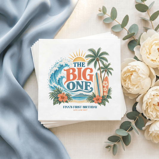 Surf Birthday Napkins, Big 1 Coastal First Birthday - Pretty Gifted