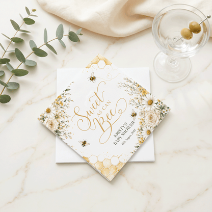 Sweet as Can Bee Baby Shower Napkins, Personalized Honeybee - Pretty Gifted
