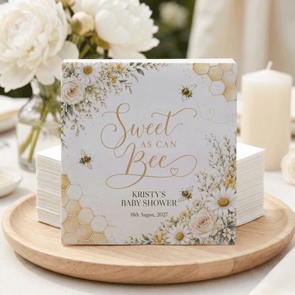 Sweet as Can Bee Baby Shower Napkins, Personalized Honeybee - Pretty Gifted
