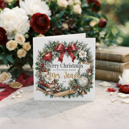 Teacher Christmas Card, Personalized Keepsake Gift - Pretty Gifted