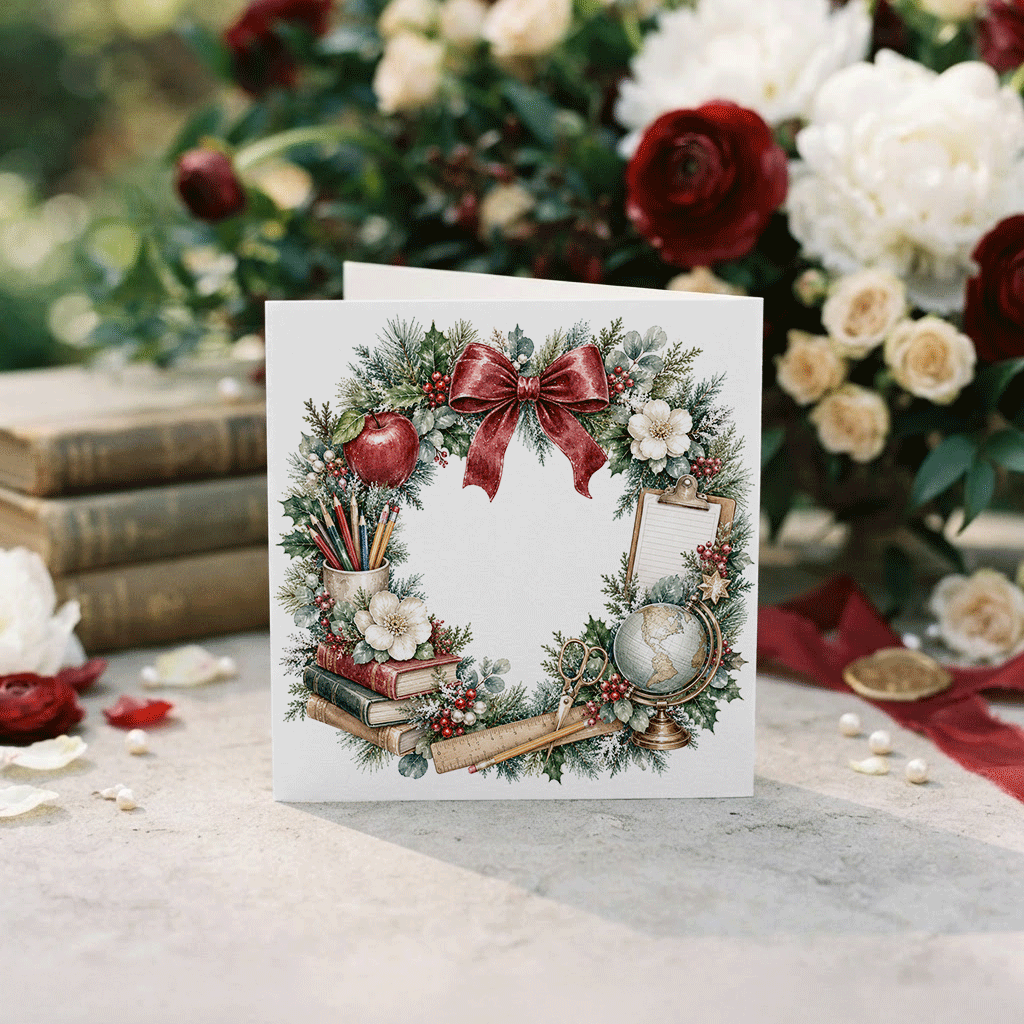 Teacher Christmas Card, Personalized Keepsake Gift - Pretty Gifted