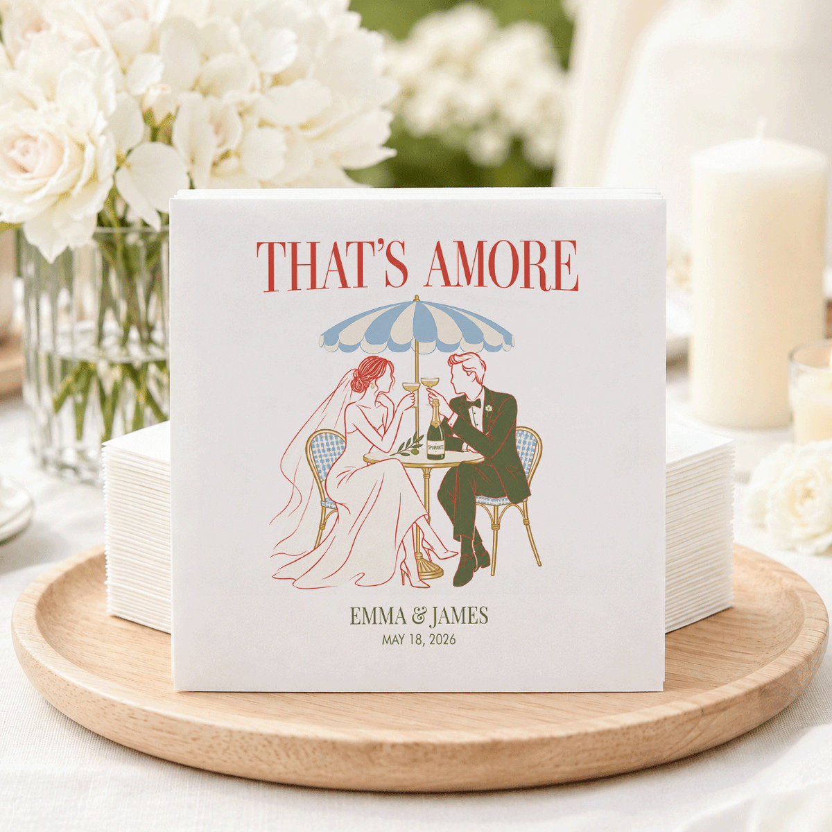 That’s Amore Wedding Napkins with Personalized Names - Pretty Gifted