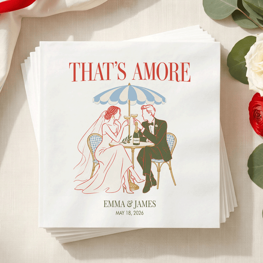 That’s Amore Wedding Napkins with Personalized Names - Pretty Gifted