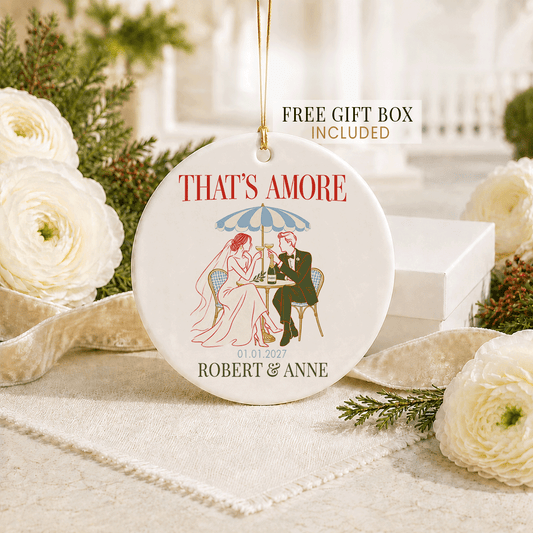 That’s Amore Wedding Ornament with Names and Photo - Pretty Gifted