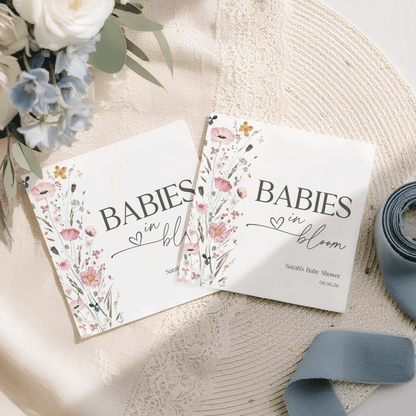 Triplet Baby Shower Napkins, Babies in Bloom Wildflower, Personalized - Pretty Gifted