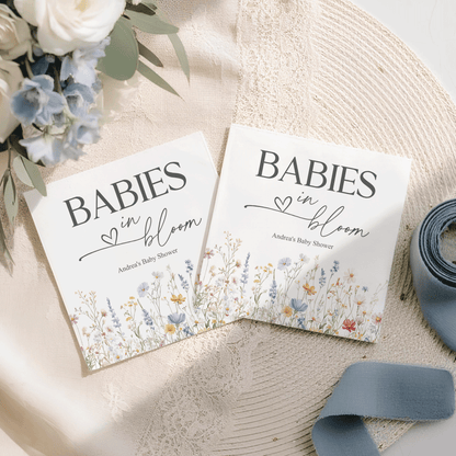 Twins Baby Shower Napkins, Babies in Bloom Spring Wildflower, Personalized - Pretty Gifted