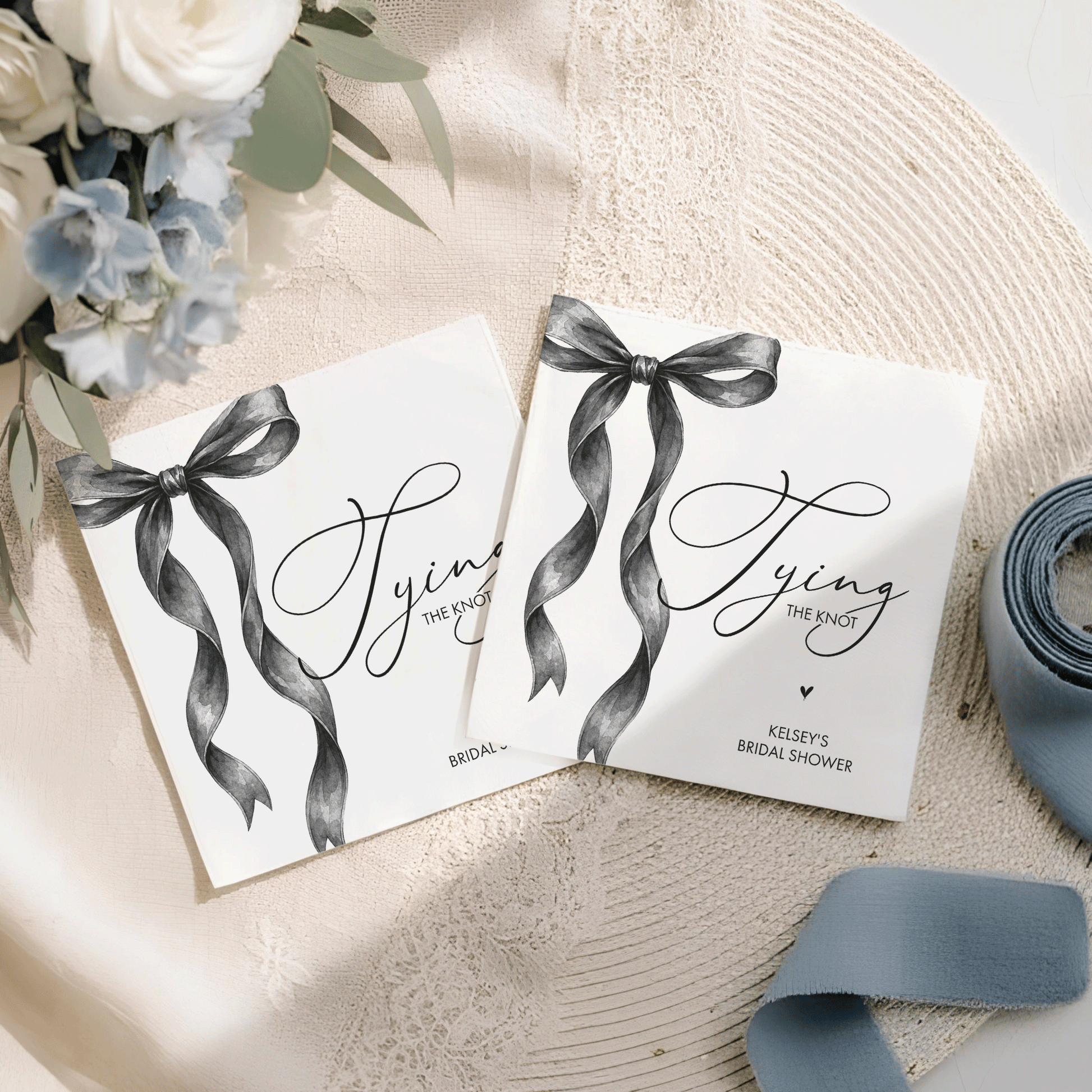 Tying the Knot Bridal Shower Napkins, Black Bow Coquette - Pretty Gifted