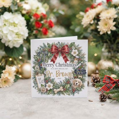 Vet Christmas Card, Personalized Veterinarian Gift - Pretty Gifted