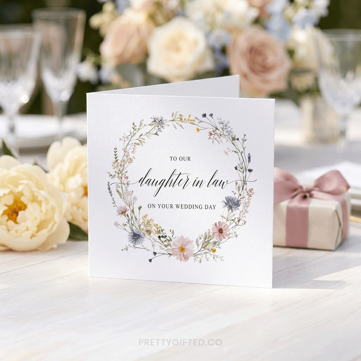 Wildflower Card for Daughter in Law from Grooms Parents Wedding Day - Pretty Gifted