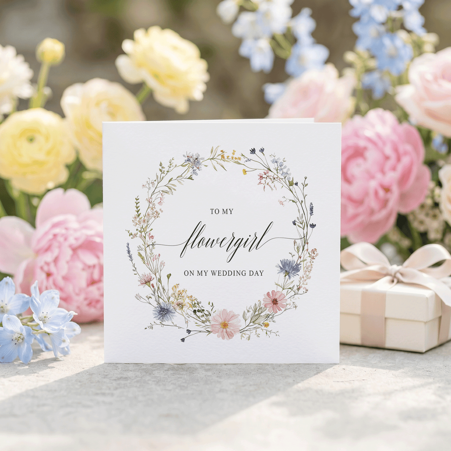 Wildflower Flower Girl Card from Bride Wedding Day - Pretty Gifted
