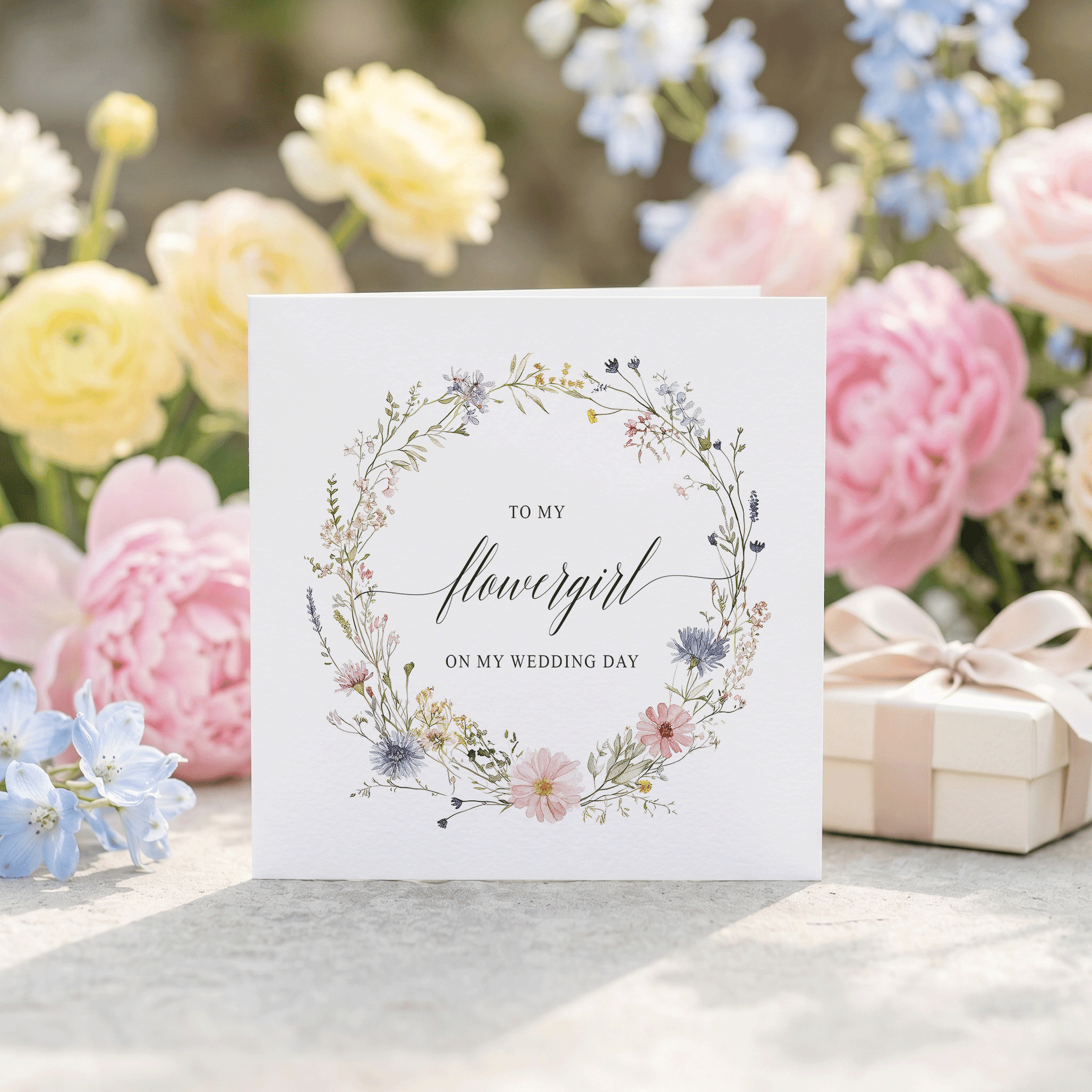 Wildflower Flower Girl Card from Bride Wedding Day - Pretty Gifted