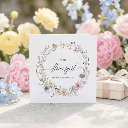Wildflower Flower Girl Card from Bride Wedding Day - Pretty Gifted