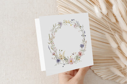 Wildflower Graduation Card, Personalized Floral Wreath Design - Pretty Gifted