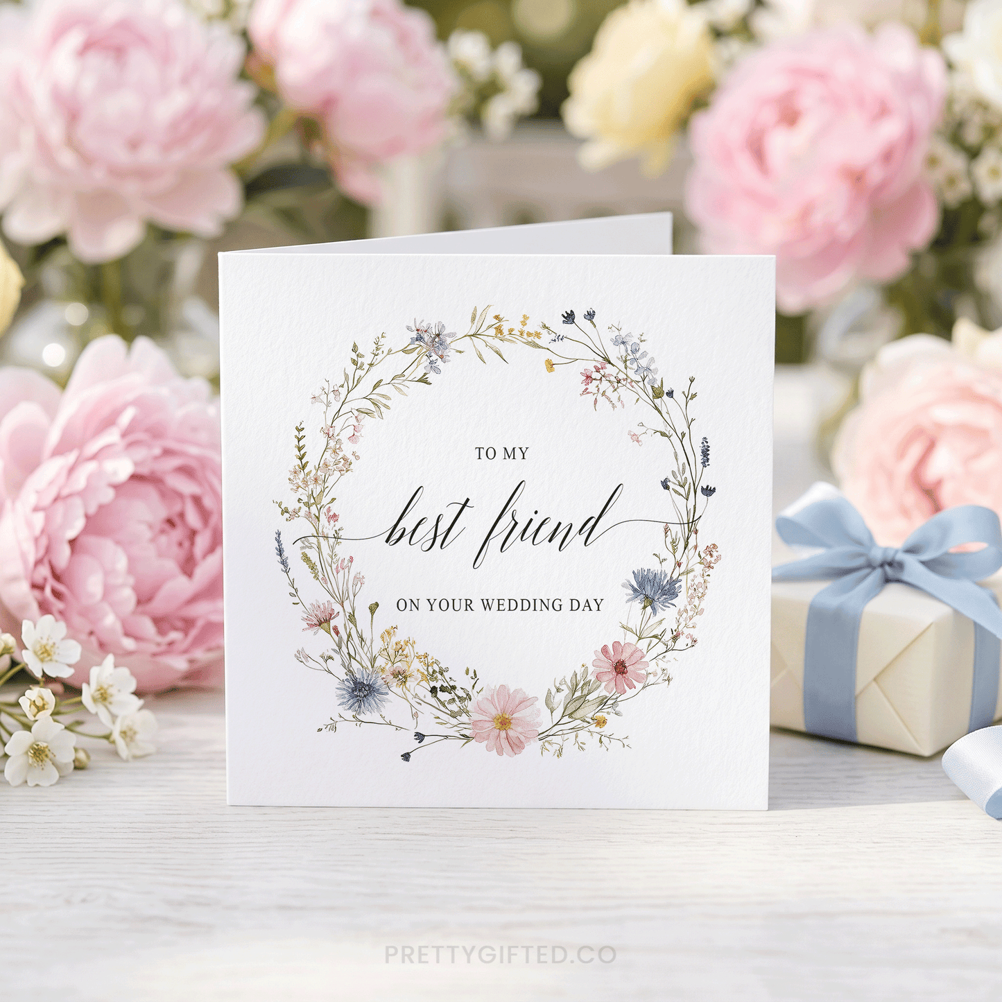 Wildflower Wedding Day Card for Best Friend Bride - Pretty Gifted
