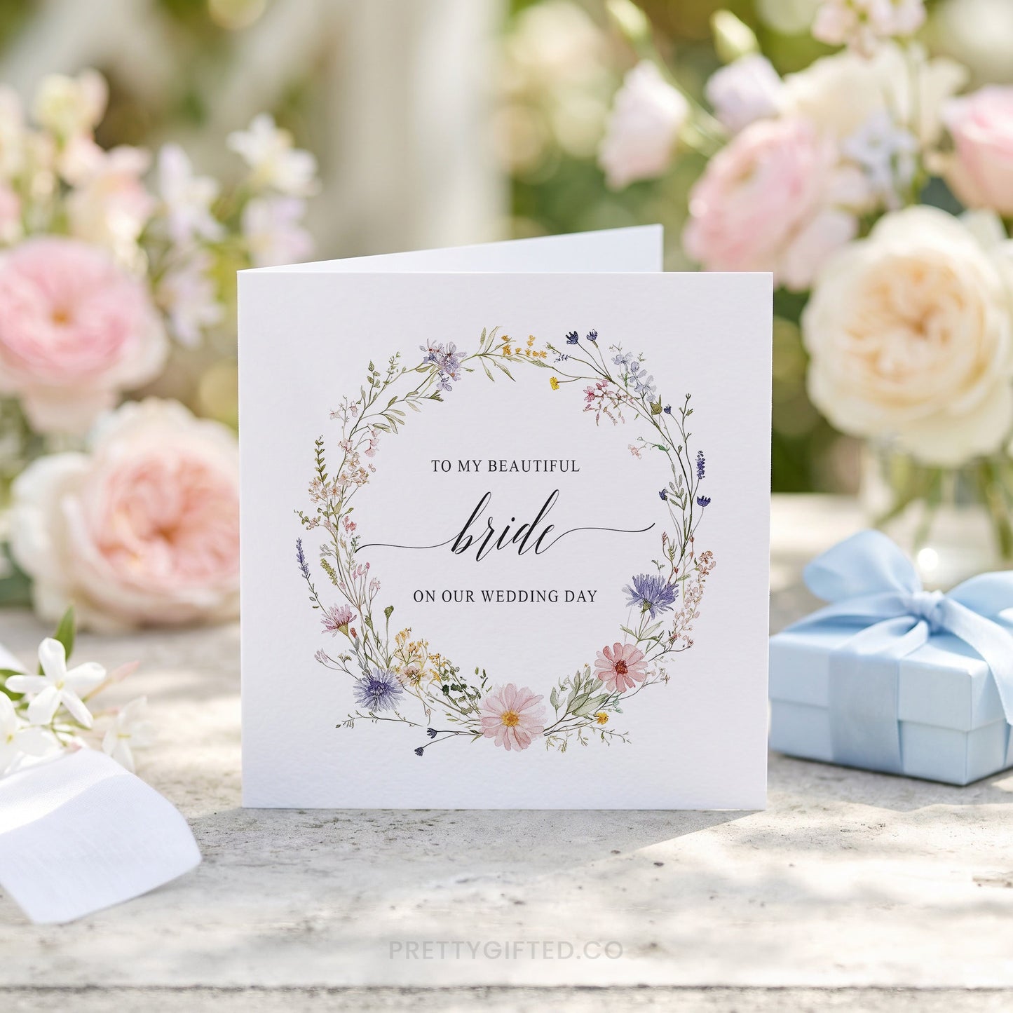 Wildflower Wedding Day Card for Bride From Groom - Pretty Gifted