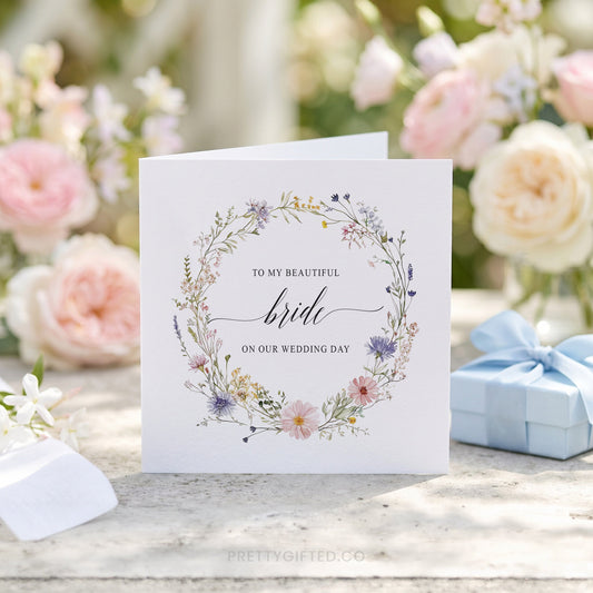 Wildflower Wedding Day Card for Bride From Groom - Pretty Gifted