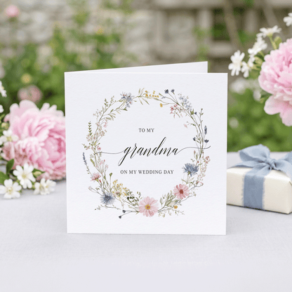 Wildflower Wedding Day Card for Grandma from Bride - Pretty Gifted