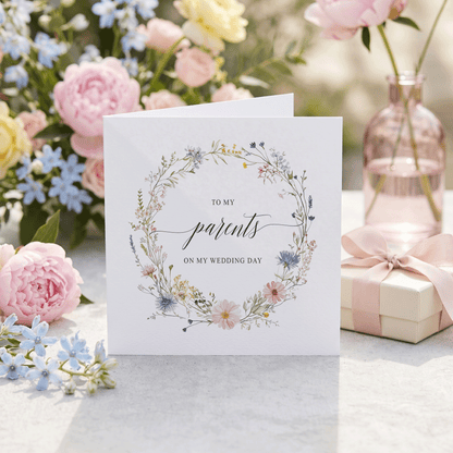 Wildflower Wedding Day Card to My Parents from the Bride - Pretty Gifted