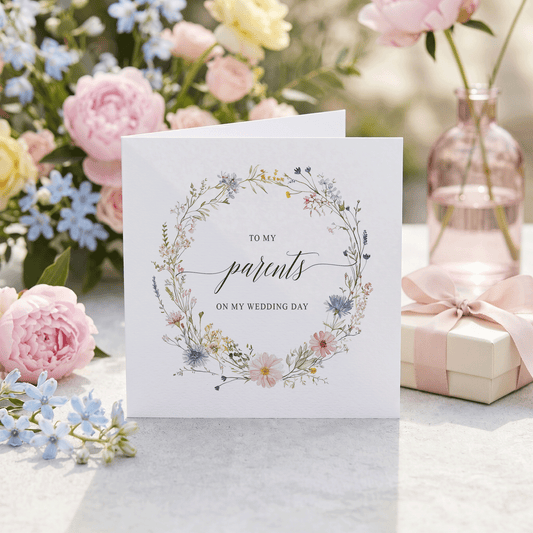 Wildflower Wedding Day Card to My Parents from the Bride - Pretty Gifted